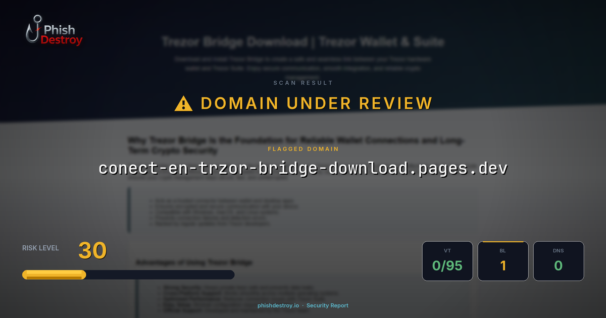 conect-en-trzor-bridge-download.pages.dev phishing report — threat analysis by PhishDestroy