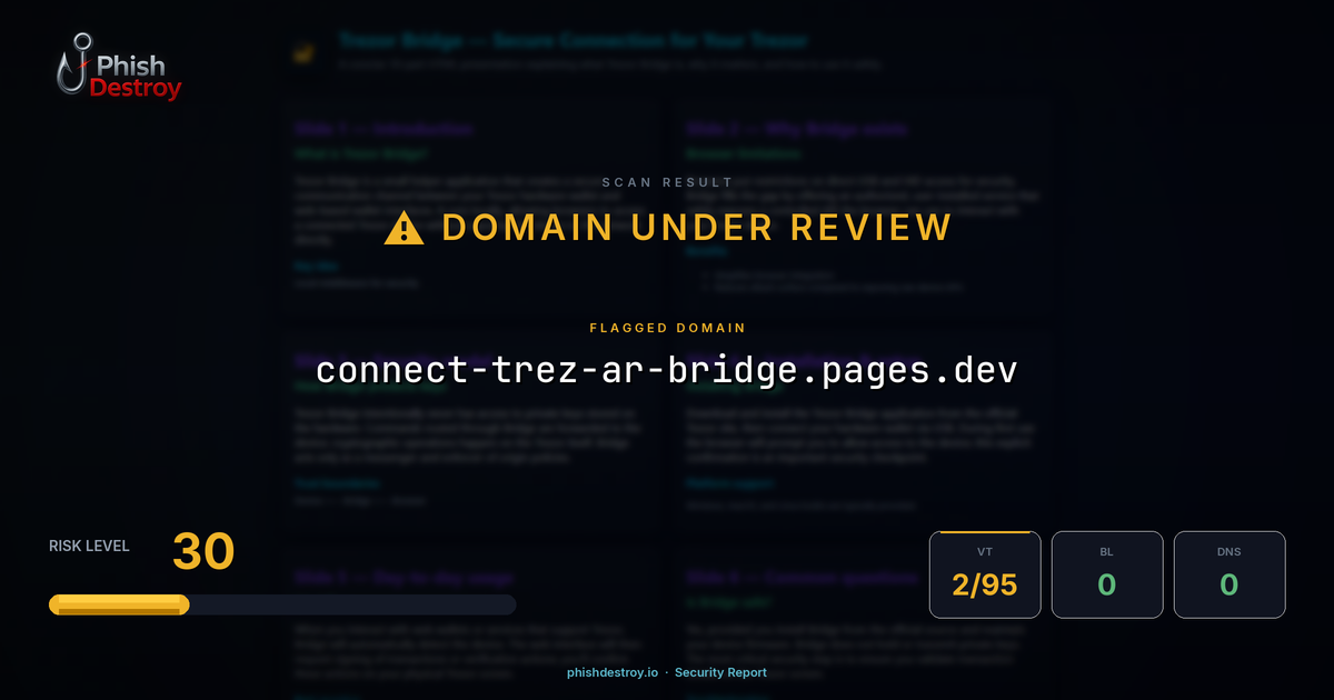 connect-trez-ar-bridge.pages.dev phishing report — threat analysis by PhishDestroy
