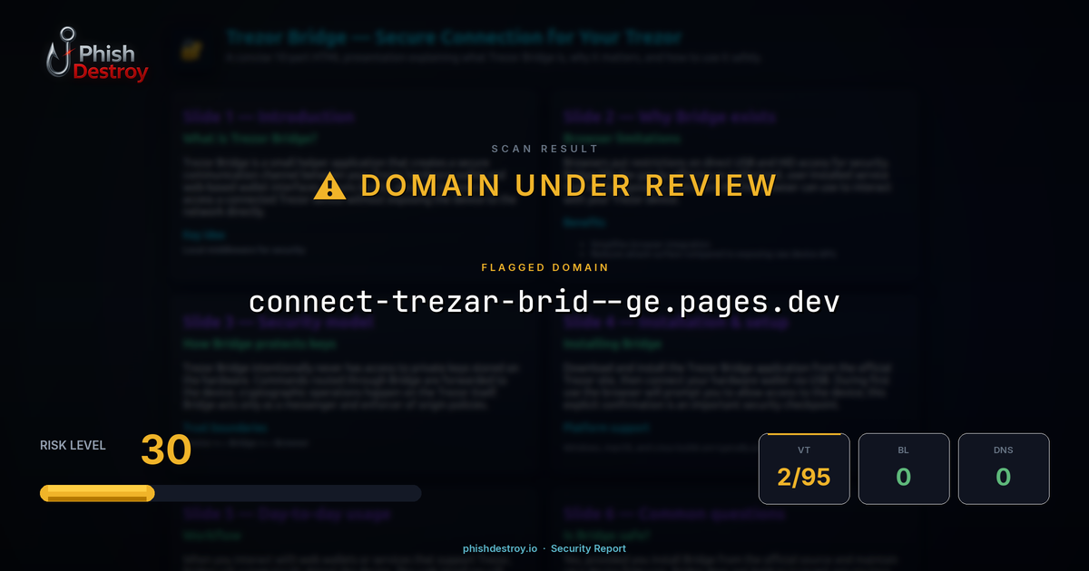 connect-trezar-brid--ge.pages.dev phishing report — threat analysis by PhishDestroy