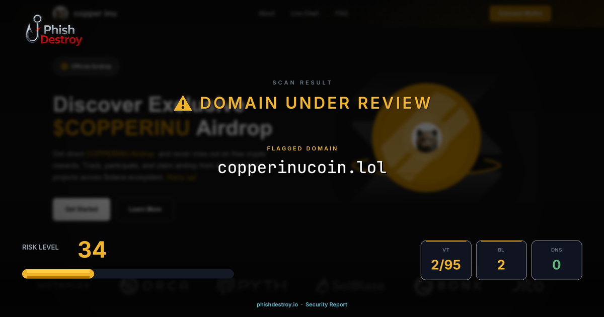copperinucoin.lol phishing report — threat analysis by PhishDestroy