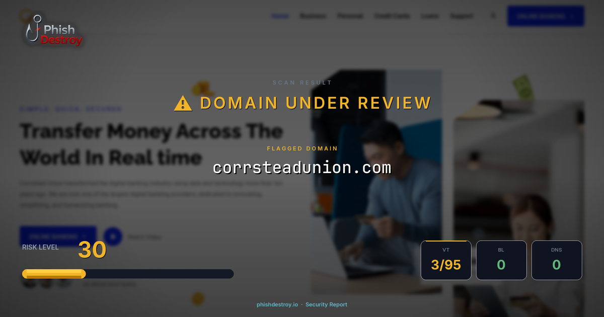 corrsteadunion.com phishing report — threat analysis by PhishDestroy