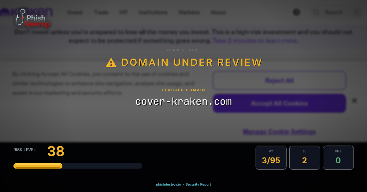 cover-kraken.com phishing report — threat analysis by PhishDestroy