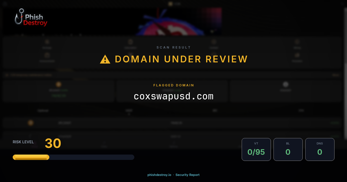coxswapusd.com phishing report — threat analysis by PhishDestroy