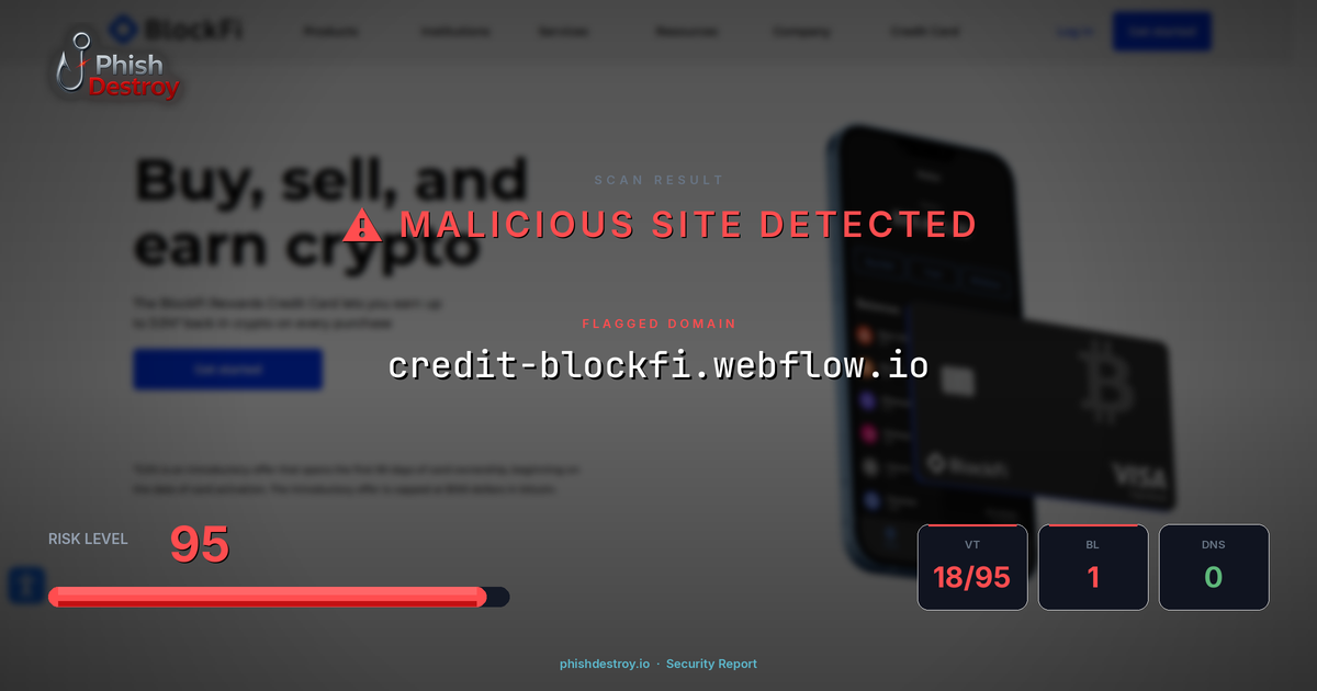 credit-blockfi.webflow.io phishing report — threat analysis by PhishDestroy
