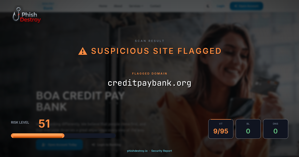 creditpaybank.org phishing report — threat analysis by PhishDestroy