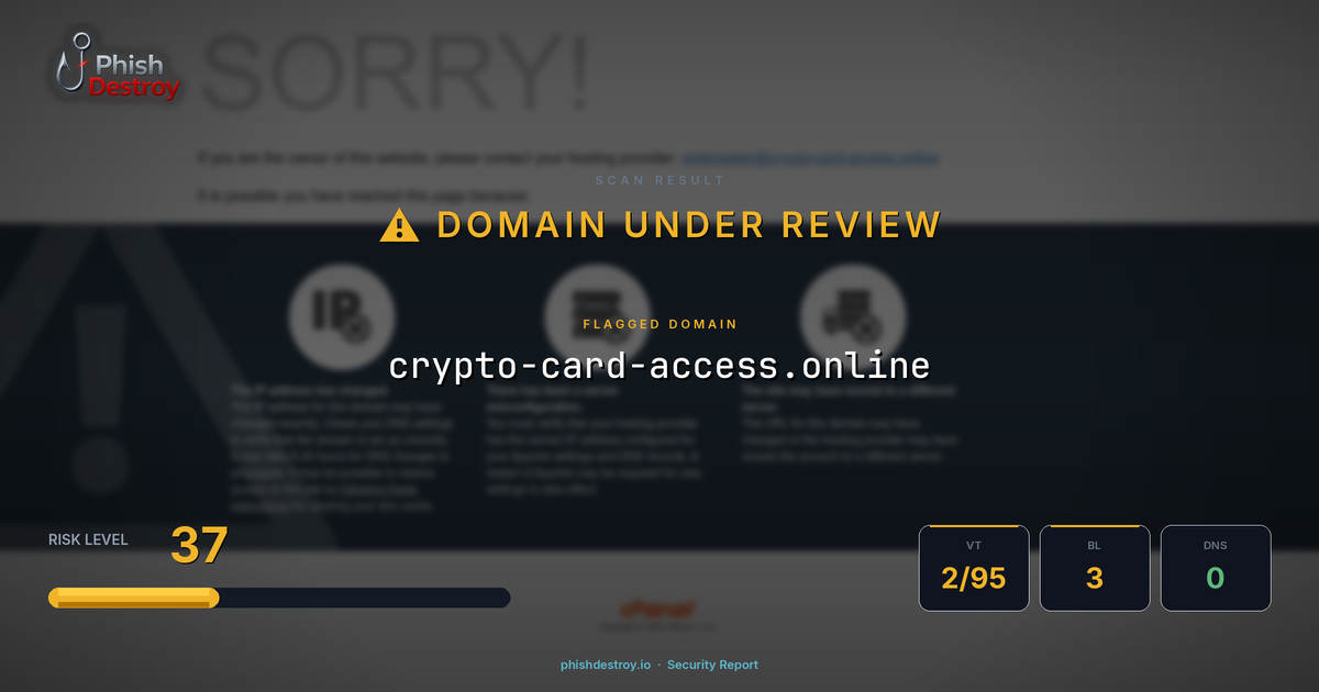 crypto-card-access.online phishing report — threat analysis by PhishDestroy