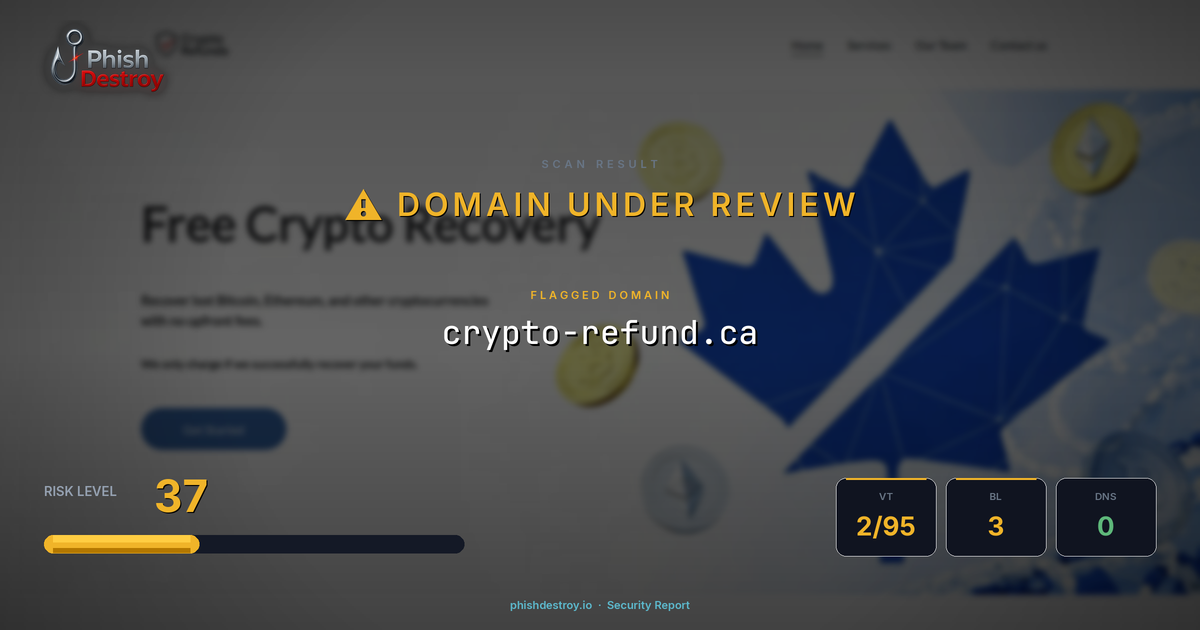 crypto-refund.ca phishing report — threat analysis by PhishDestroy