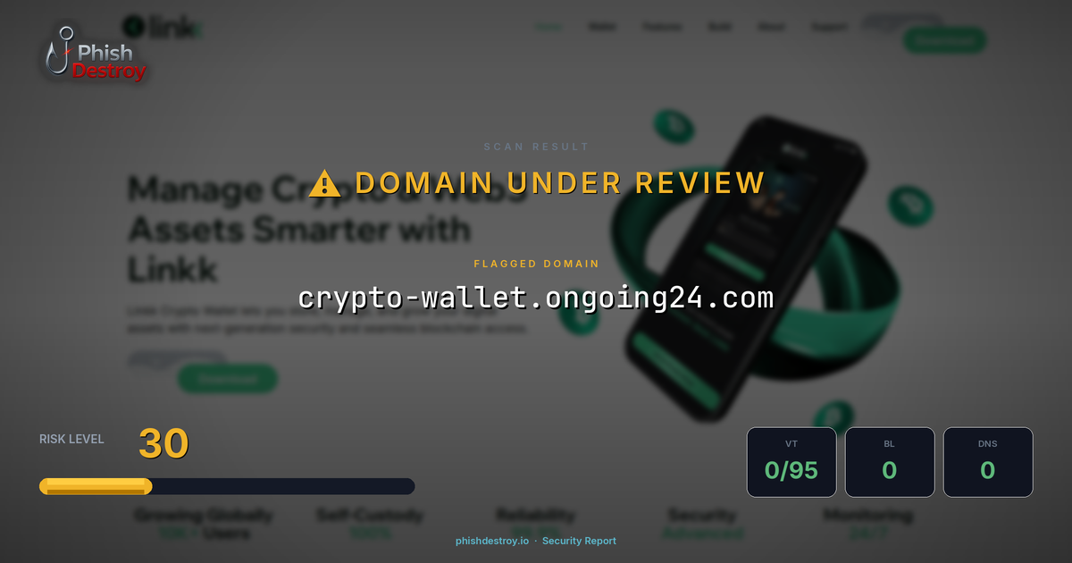 crypto-wallet.ongoing24.com phishing report — threat analysis by PhishDestroy