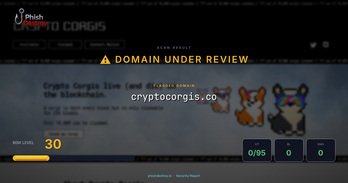 cryptocorgis.co phishing report — threat analysis by PhishDestroy