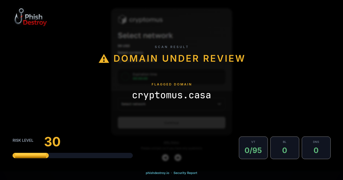cryptomus.casa phishing report — threat analysis by PhishDestroy