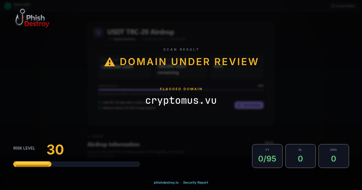 cryptomus.vu phishing report — threat analysis by PhishDestroy