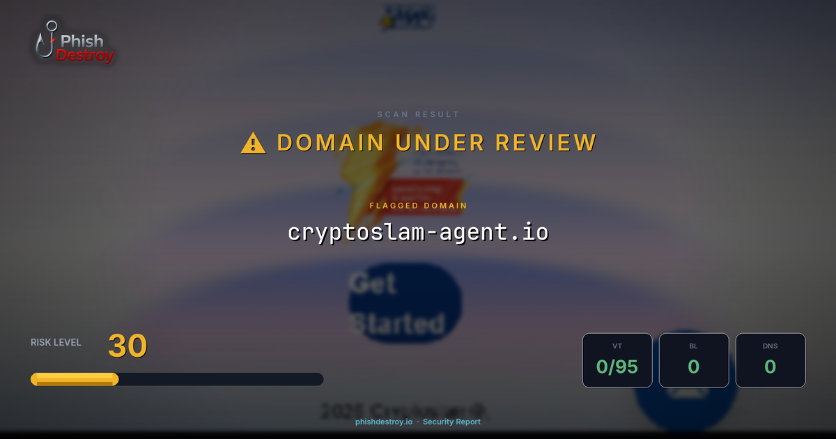 cryptoslam-agent.io phishing report — threat analysis by PhishDestroy