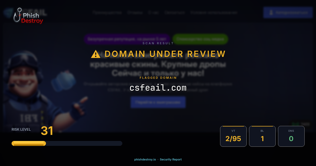 csfeail.com phishing report — threat analysis by PhishDestroy