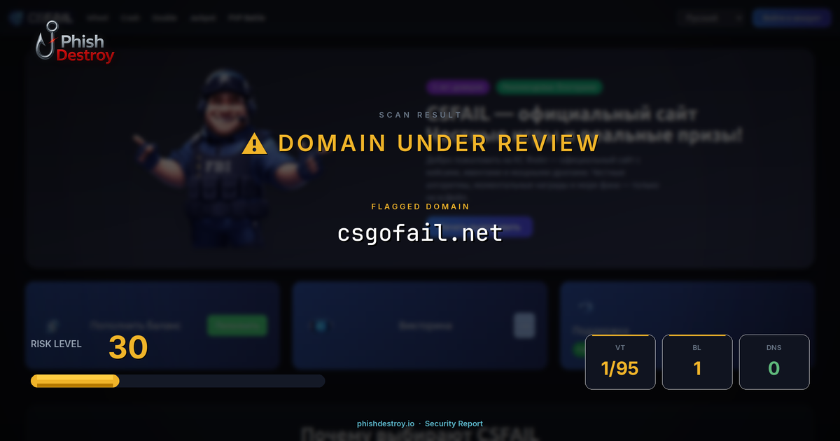 csgofail.net phishing report — threat analysis by PhishDestroy