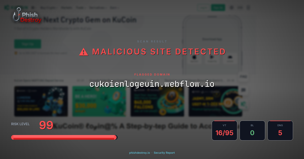 cukoienlogeuin.webflow.io phishing report — threat analysis by PhishDestroy
