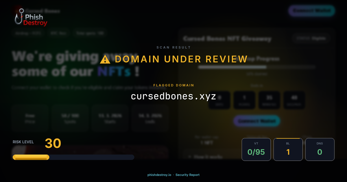 cursedbones.xyz phishing report — threat analysis by PhishDestroy