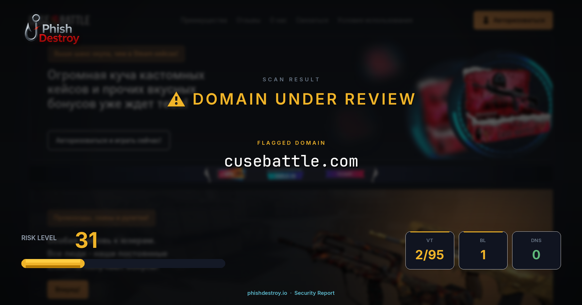 cusebattle.com phishing report — threat analysis by PhishDestroy
