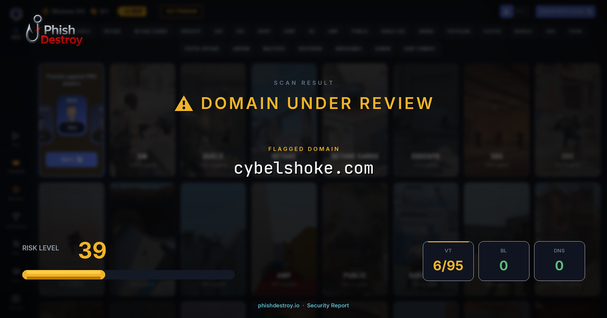 cybelshoke.com phishing report — threat analysis by PhishDestroy