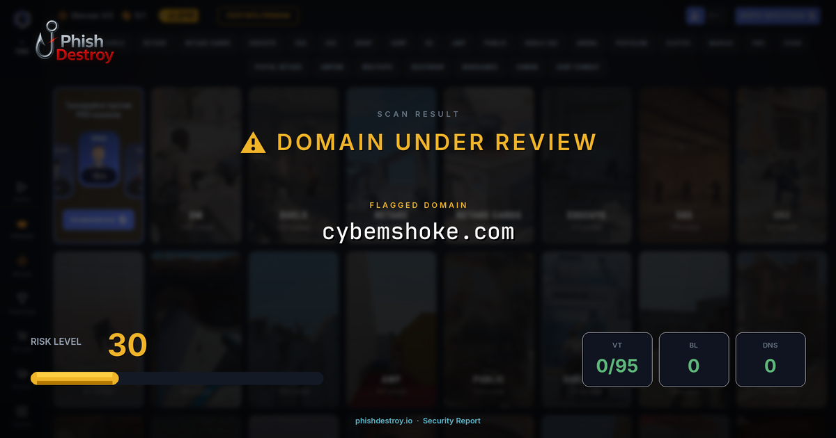 cybemshoke.com phishing report — threat analysis by PhishDestroy