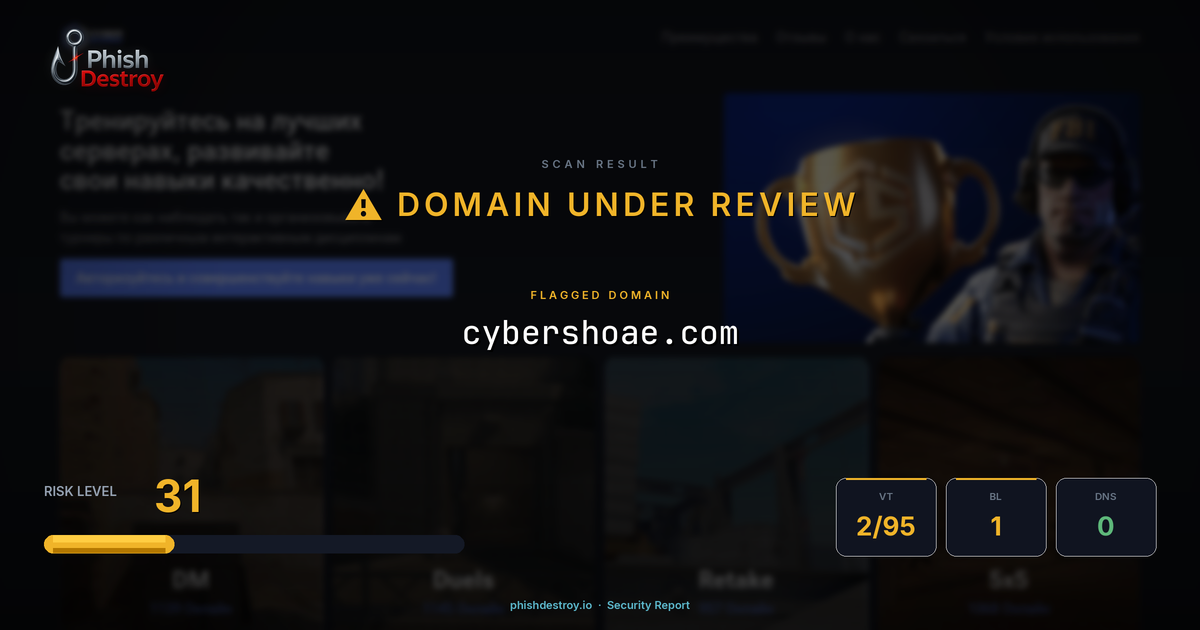 cybershoae.com phishing report — threat analysis by PhishDestroy