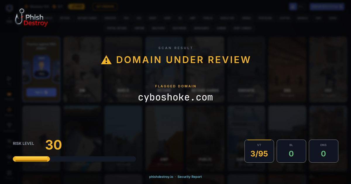 cyboshoke.com phishing report — threat analysis by PhishDestroy