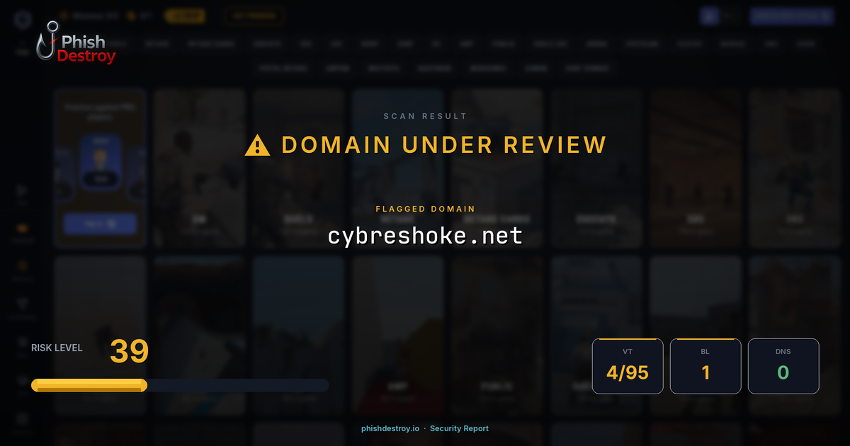 cybreshoke.net phishing report — threat analysis by PhishDestroy