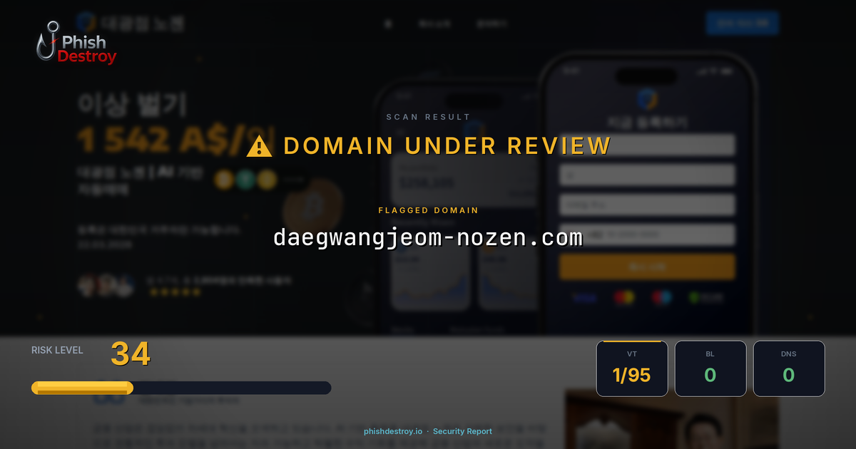 daegwangjeom-nozen.com phishing report — threat analysis by PhishDestroy