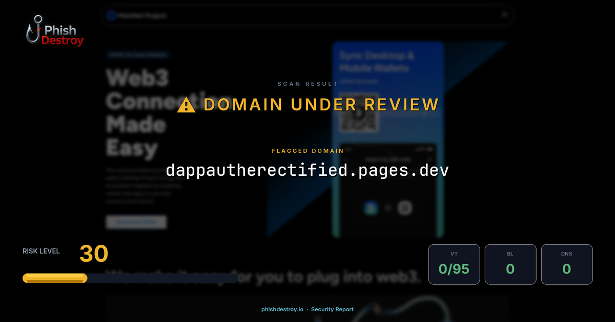 dappautherectified.pages.dev phishing report — threat analysis by PhishDestroy
