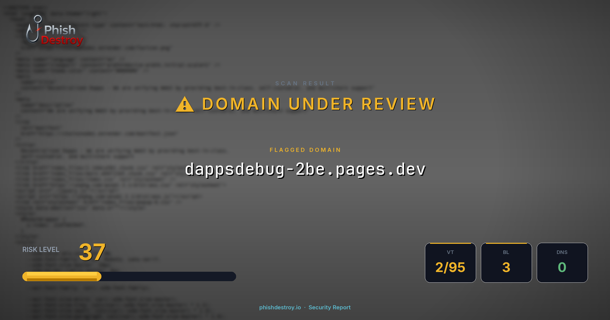 dappsdebug-2be.pages.dev phishing report — threat analysis by PhishDestroy