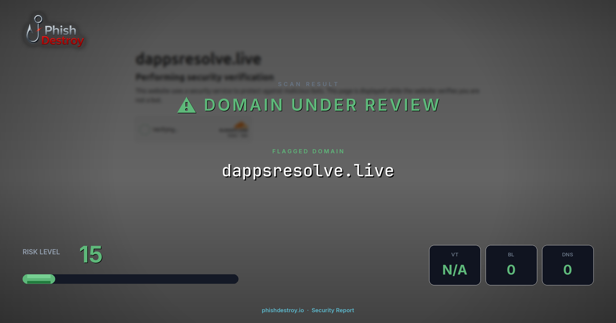 dappsresolve.live phishing report — threat analysis by PhishDestroy