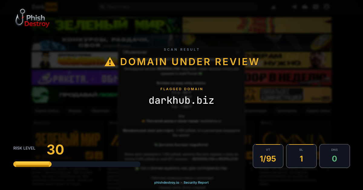 darkhub.biz phishing report — threat analysis by PhishDestroy