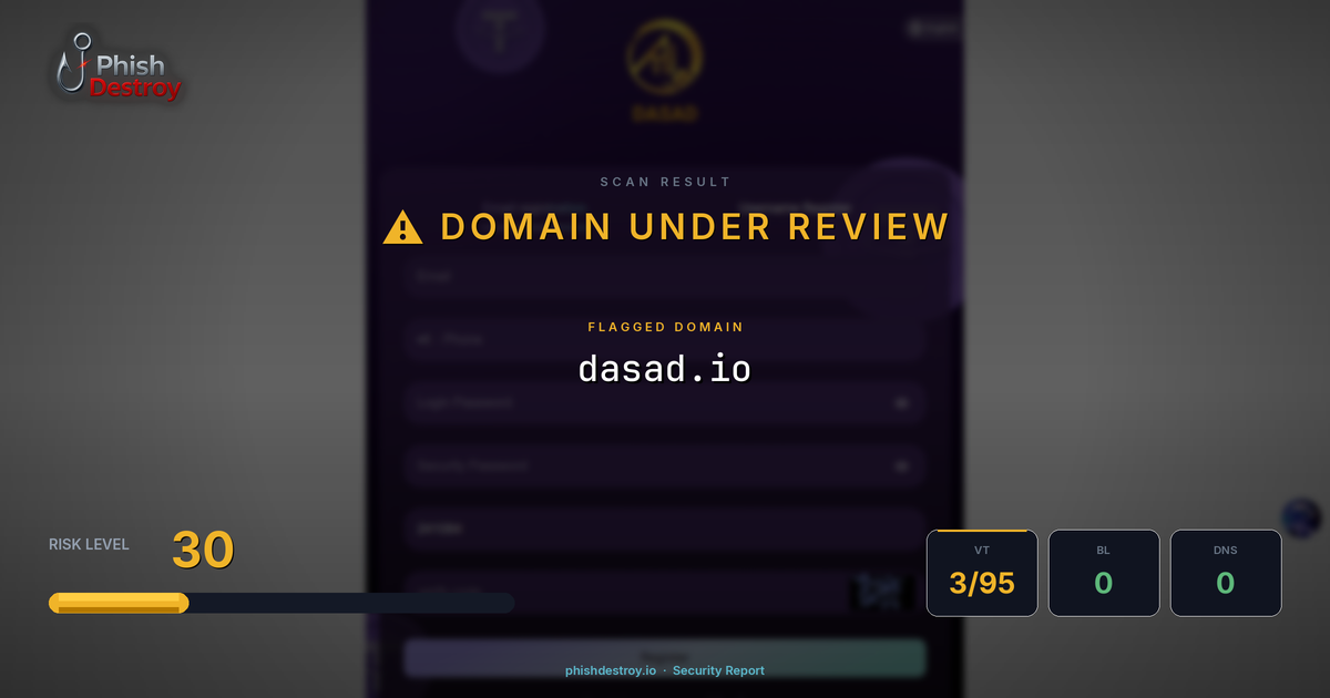 dasad.io phishing report — threat analysis by PhishDestroy