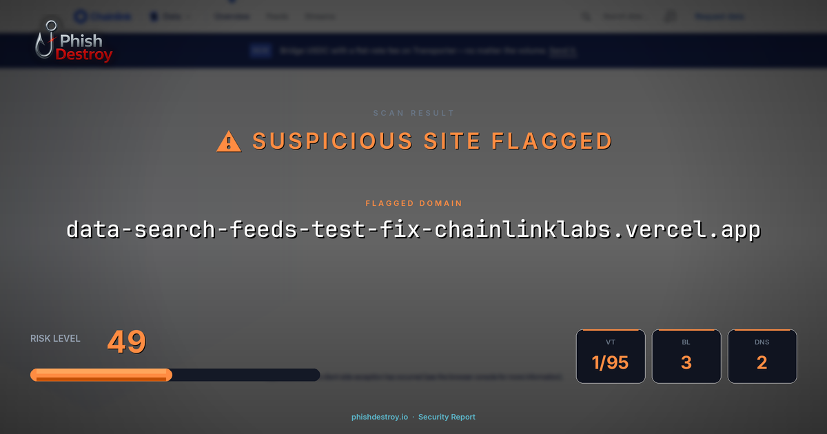 data-search-feeds-test-fix-chainlinklabs.vercel.app phishing report — threat analysis by PhishDestroy
