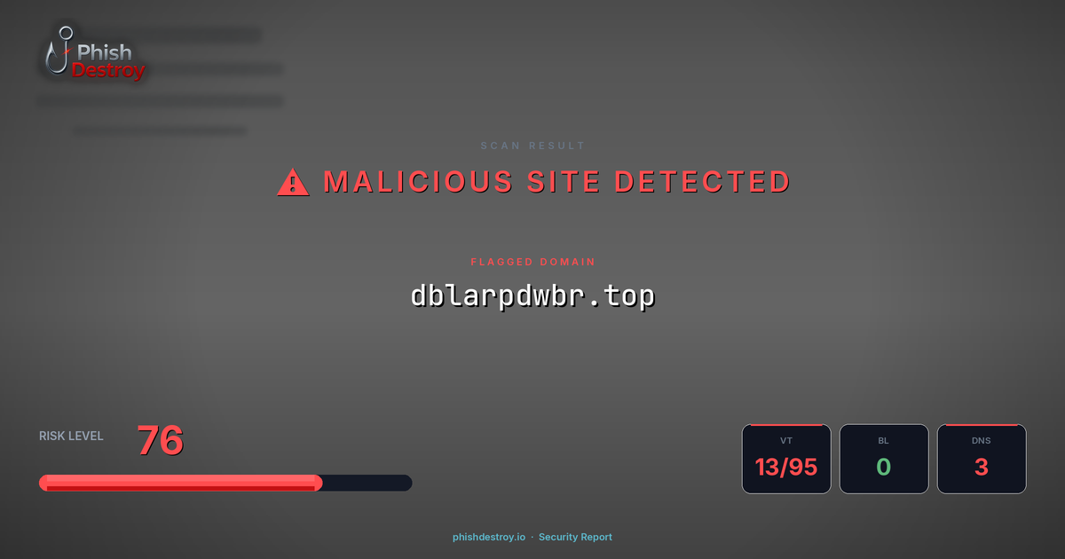 dblarpdwbr.top phishing report — threat analysis by PhishDestroy
