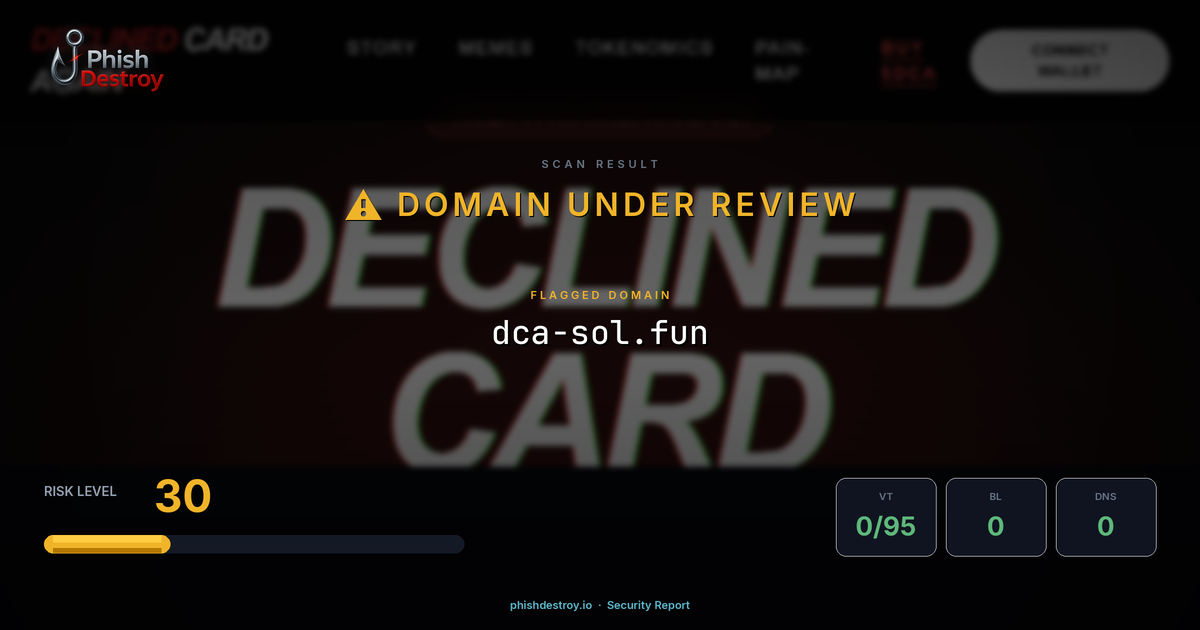 dca-sol.fun phishing report — threat analysis by PhishDestroy