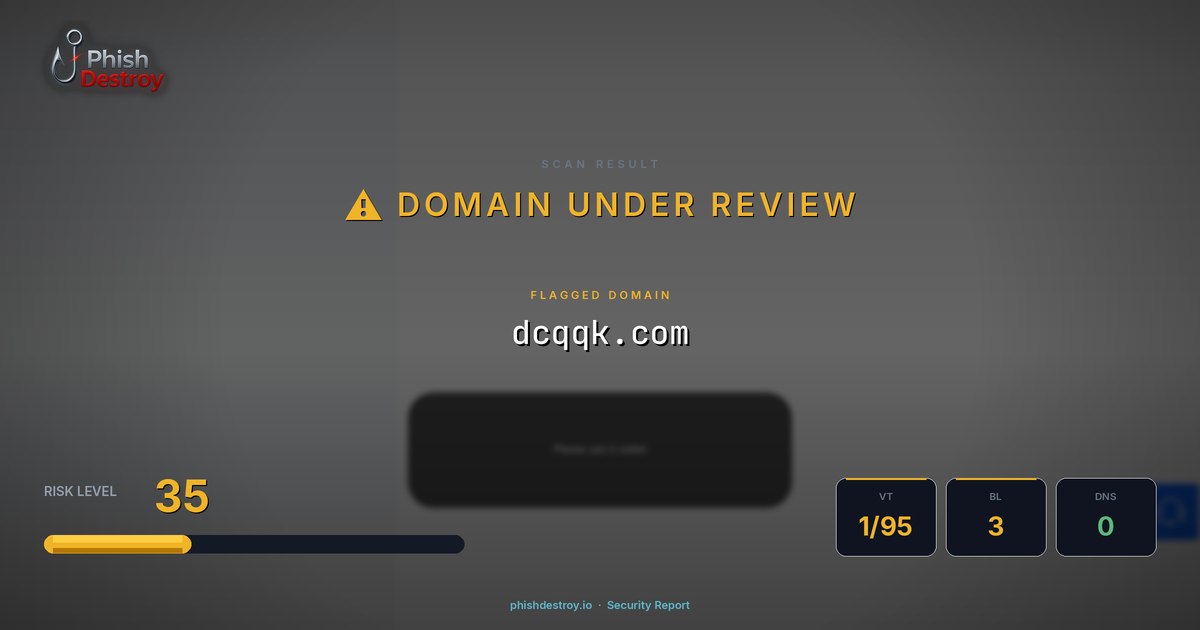 dcqqk.com phishing report — threat analysis by PhishDestroy