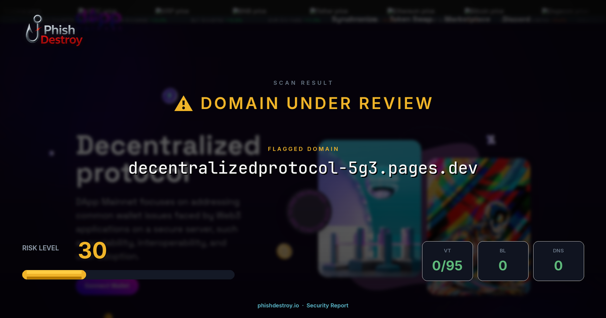 decentralizedprotocol-5g3.pages.dev phishing report — threat analysis by PhishDestroy