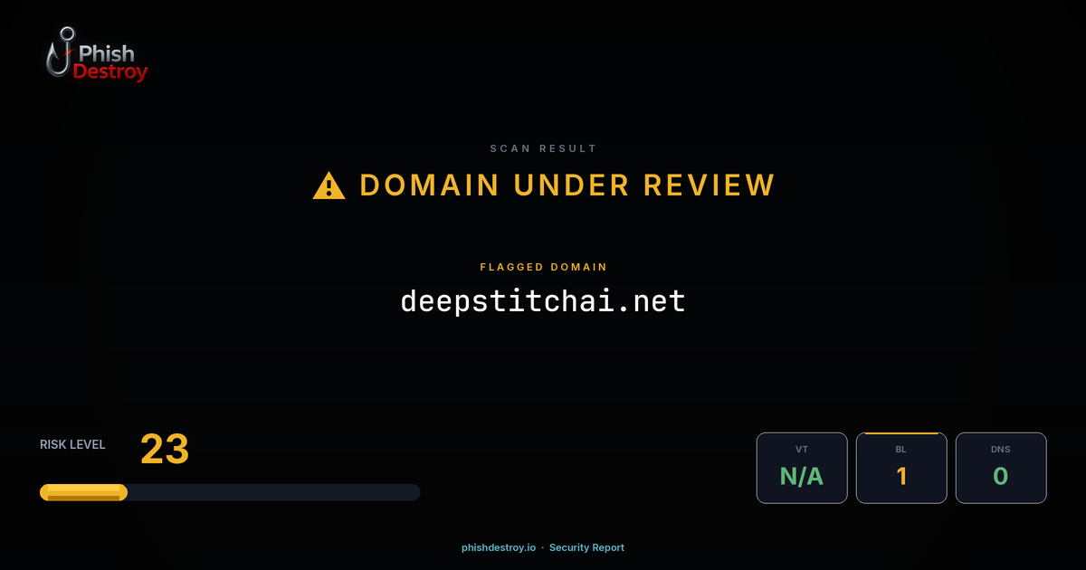 deepstitchai.net phishing report — threat analysis by PhishDestroy