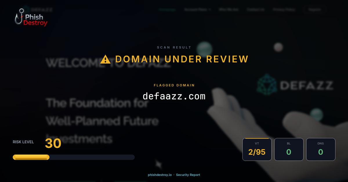 defaazz.com phishing report — threat analysis by PhishDestroy