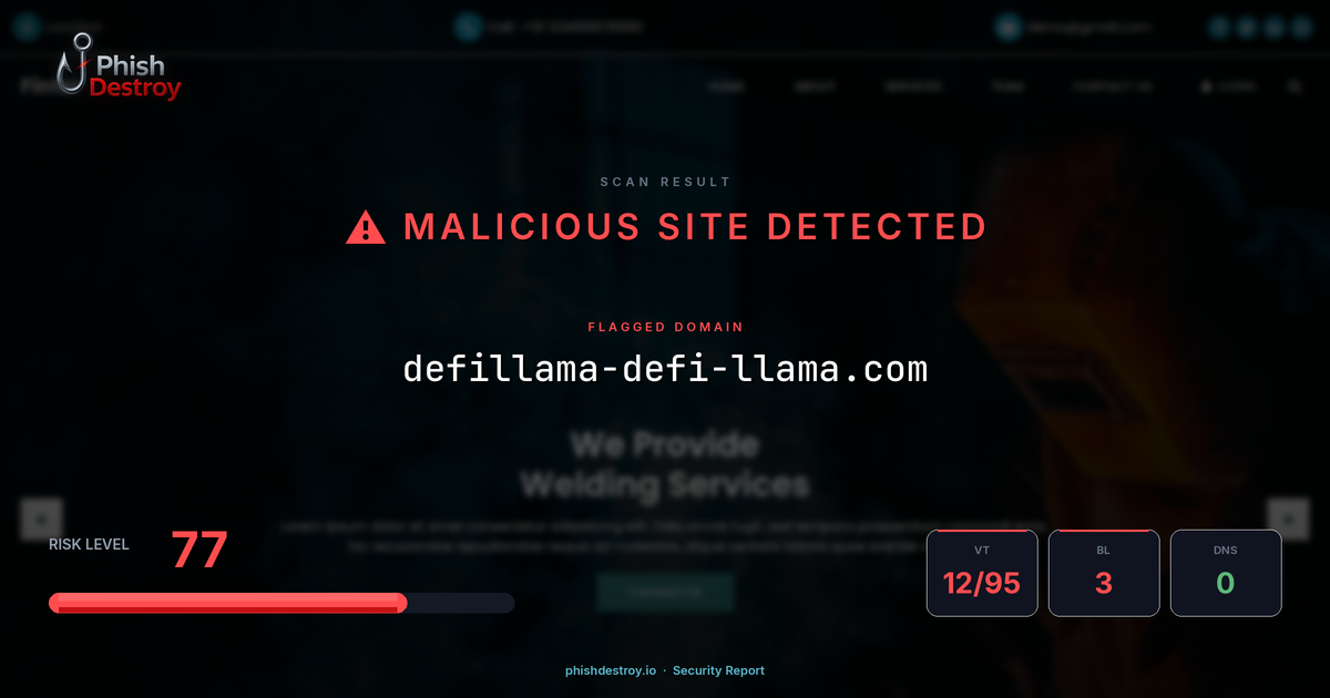 defillama-defi-llama.com phishing report — threat analysis by PhishDestroy