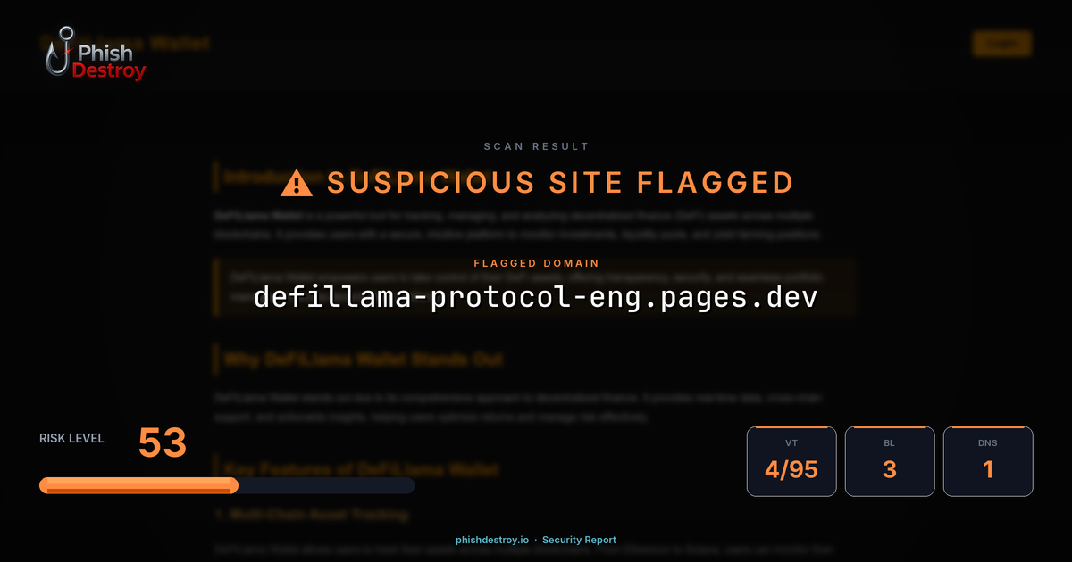 defillama-protocol-eng.pages.dev phishing report — threat analysis by PhishDestroy