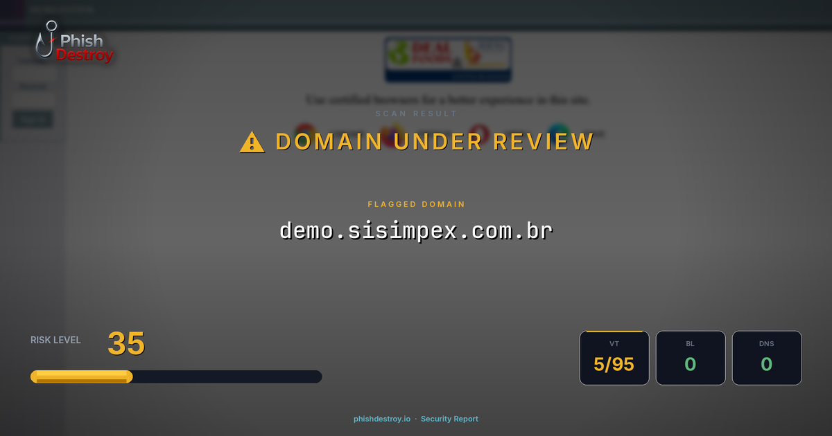 demo.sisimpex.com.br phishing report — threat analysis by PhishDestroy