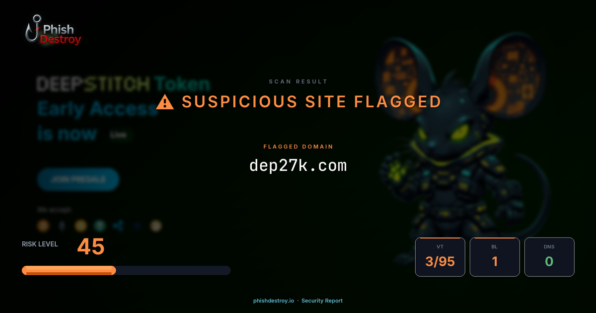 dep27k.com phishing report — threat analysis by PhishDestroy