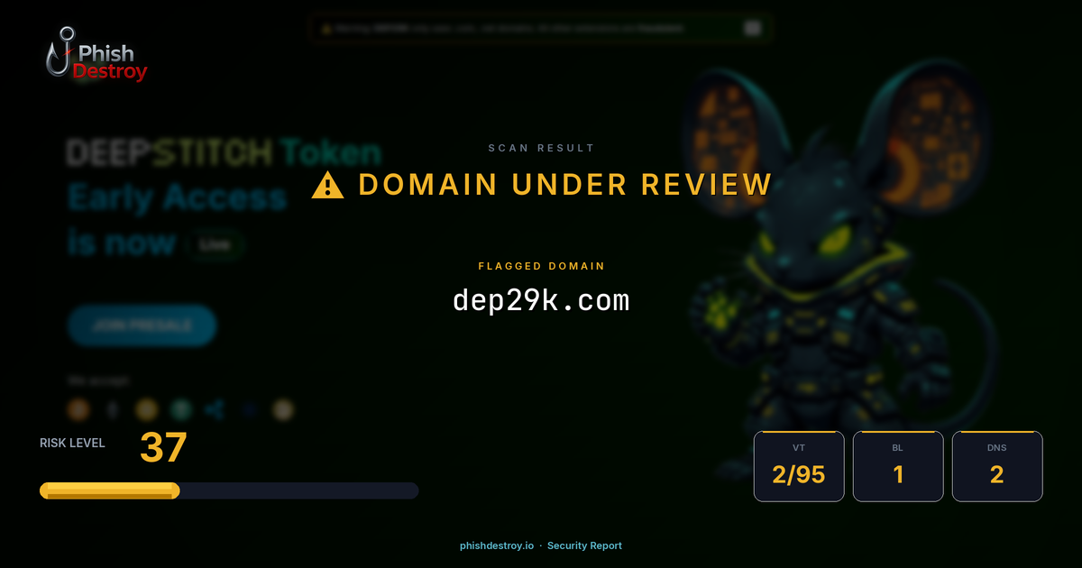 dep29k.com phishing report — threat analysis by PhishDestroy