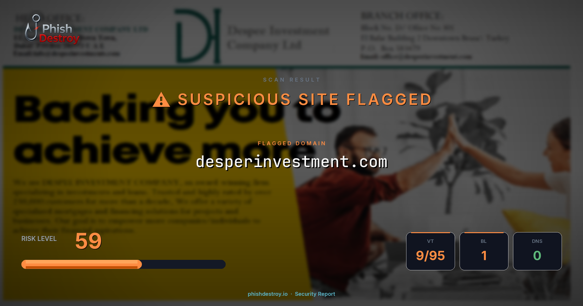 desperinvestment.com phishing report — threat analysis by PhishDestroy