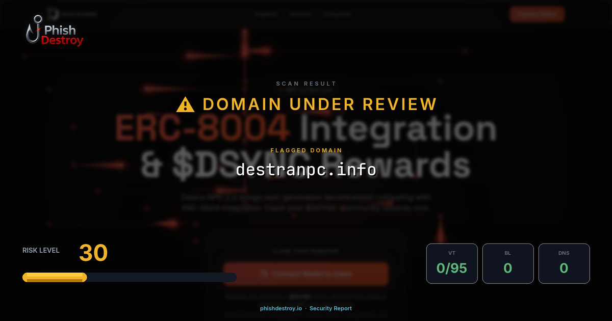 destranpc.info phishing report — threat analysis by PhishDestroy