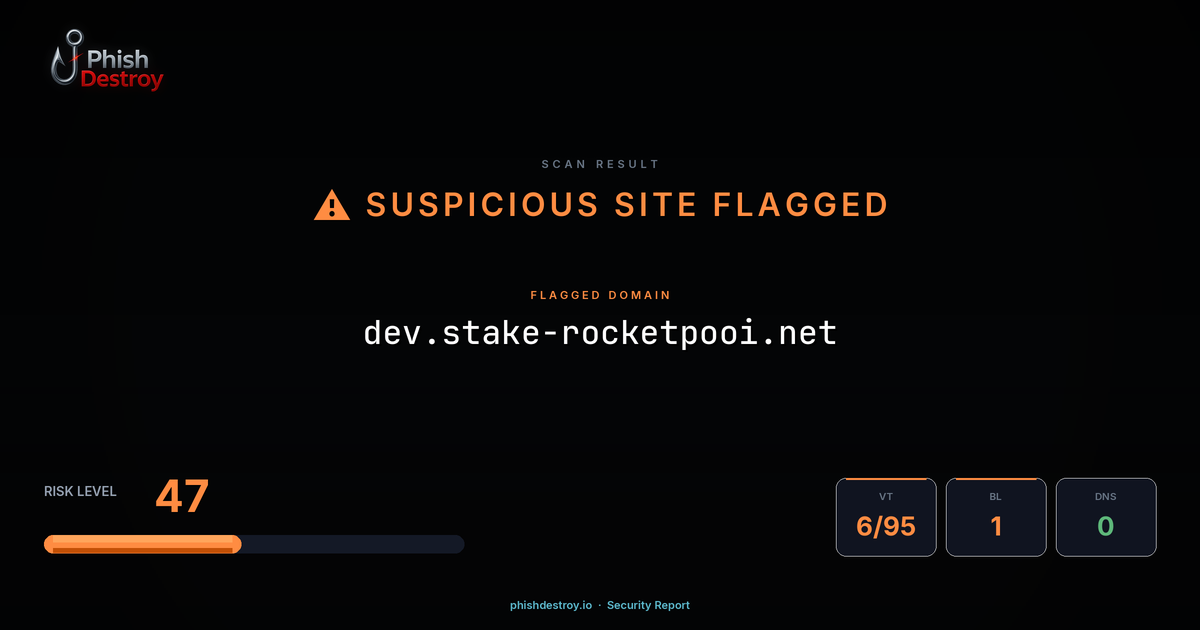 dev.stake-rocketpooi.net phishing report — threat analysis by PhishDestroy