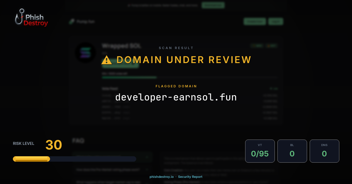 developer-earnsol.fun phishing report — threat analysis by PhishDestroy