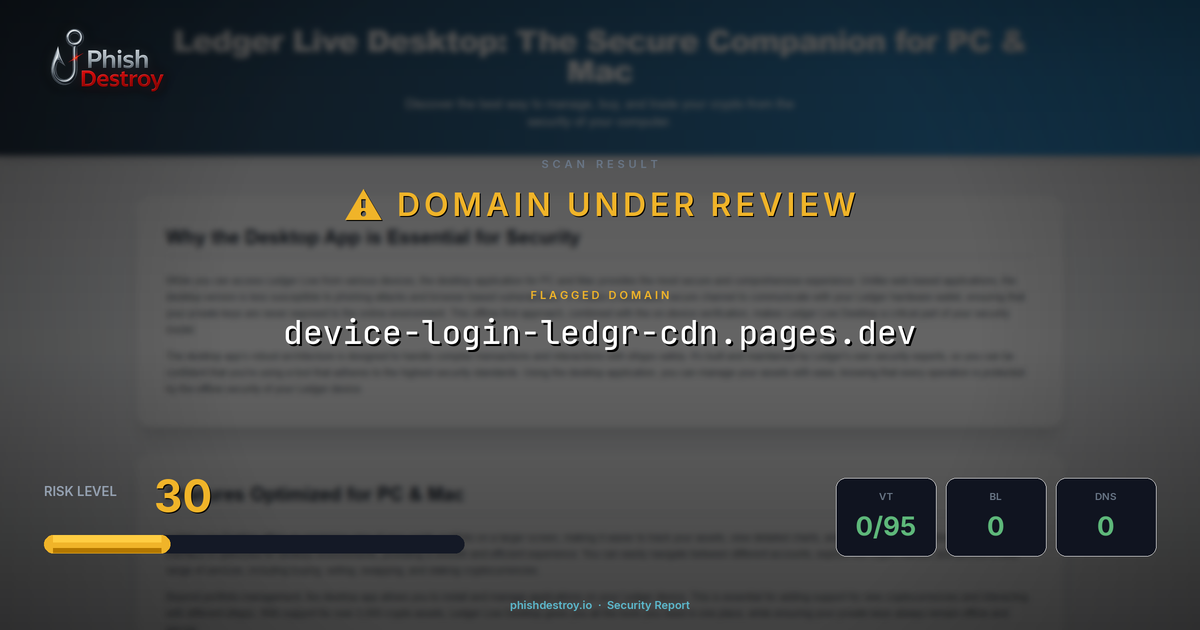 device-login-ledgr-cdn.pages.dev phishing report — threat analysis by PhishDestroy