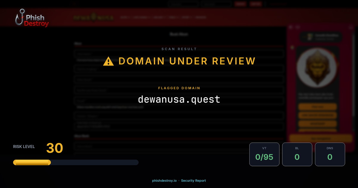 dewanusa.quest phishing report — threat analysis by PhishDestroy